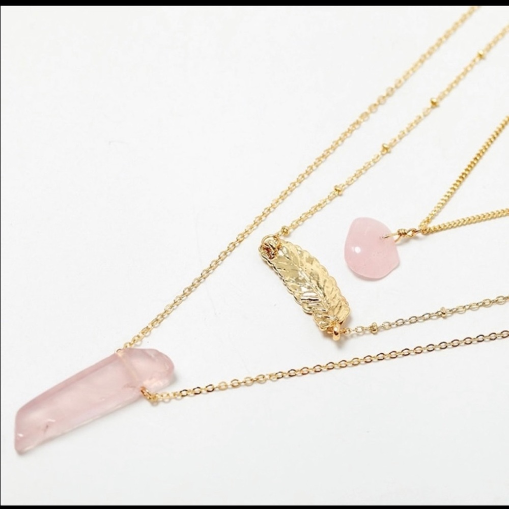 💠Beautiful 3 piece Set/Layer Pink Natural Stone